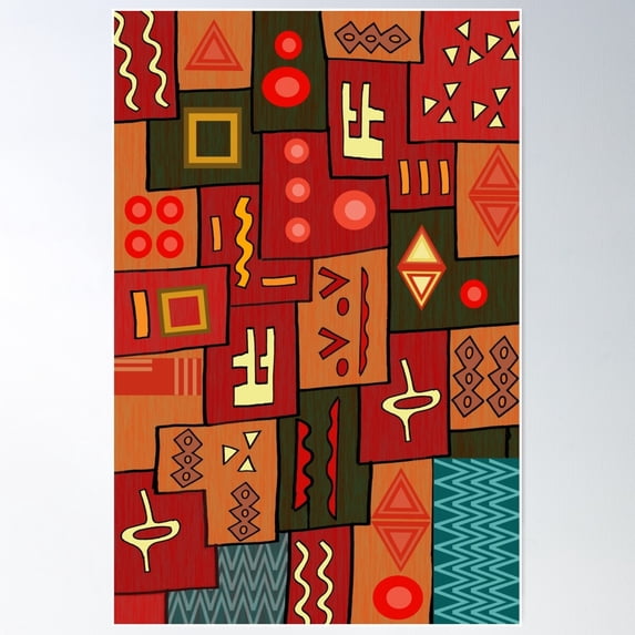 Ethnic Pattern Poster Wall Art, Modern Wall Decor For Living Room Bedroom, 24x36 UNFRAMED