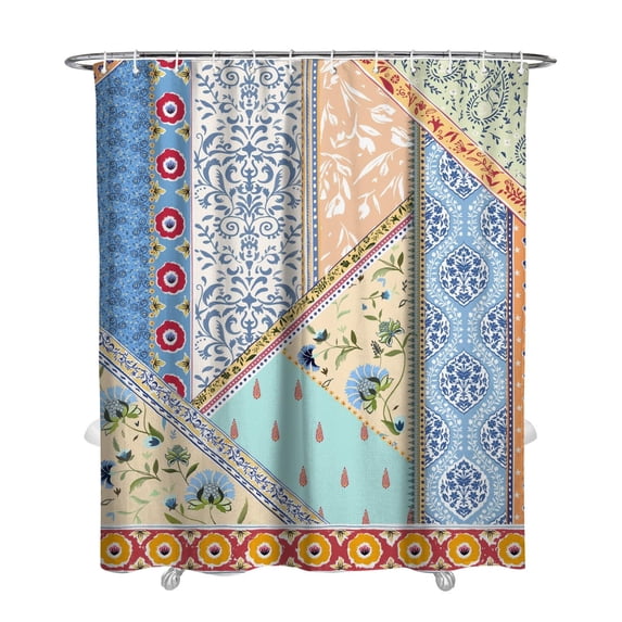 Ethnic Pattern Shower Curtain 72x84 Inches Quick-Drying Polyester with Plastic Hooks Bathroom Decor for Boho Homes