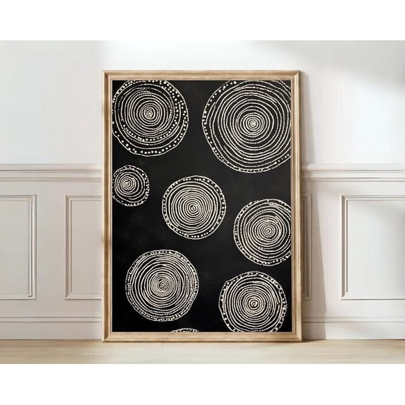 Ethnic Pattern Tribal Circles Abstract Black Beige Modern Organic ...