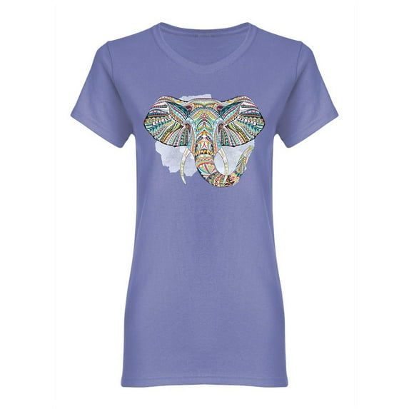 Ethnic Patterned Elephant Head Shaped T-Shirt Women -Image by Shutterstock, Female Small