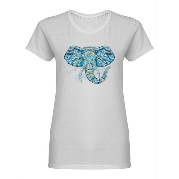 Ethnic Patterned Elephant Shaped T-Shirt Women -Image by Shutterstock, Female Large