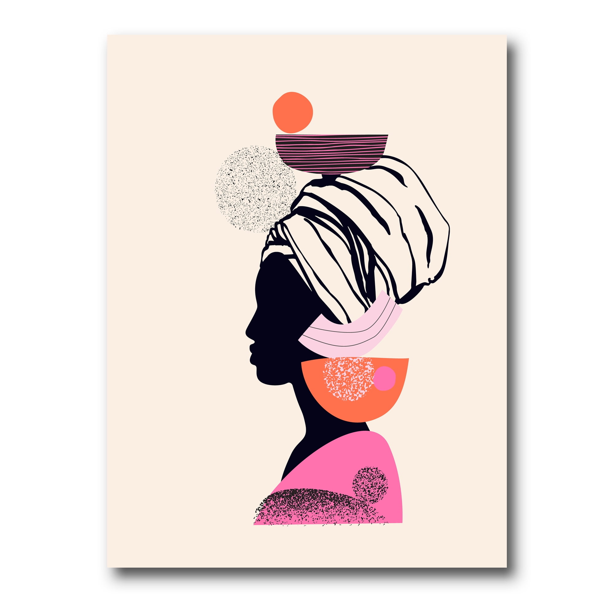 Ethnic Portrait of African American Woman 16 in x 32 in Painting Canvas Art Print, by Designart