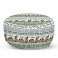 thumbnail image 1 of Ethnic Pouf Cover with Zipper, Abstract Composition with Triangles Elephants Fish and Birds, Soft Decorative Fabric Unstuffed Case, 30" W X 17.3" L, Pale Teal and Multicolor, by Ambesonne, 1 of 3