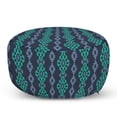 thumbnail image 1 of Ethnic Pouf Cover with Zipper, Bohemian Retro Geometric Oriental Funky Motif on Dark Indigo Toned Backdrop, Soft Decorative Fabric Unstuffed Case, 30" W X 17.3" L, Sea Green Ceil Blue, by Ambesonne, 1 of 3