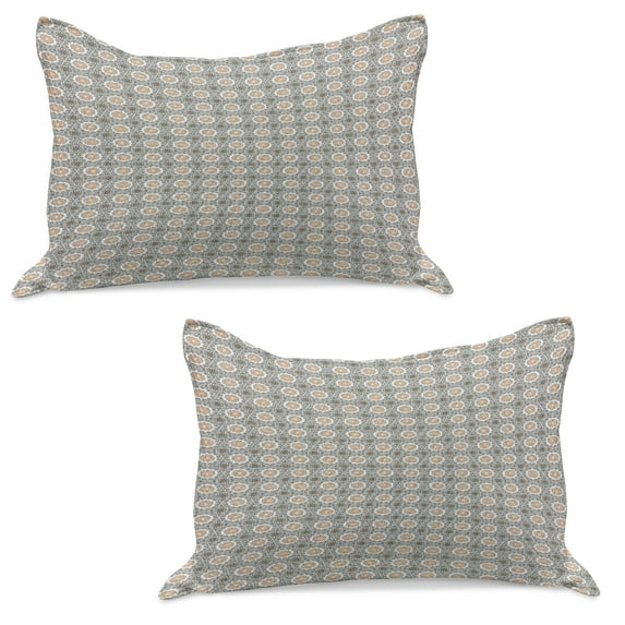 Ethnic Knitted Quilt Pillowcover Set of 2, Moroccan Folklore Oriental Eastern Ottoman Classic Antique Vintage Pattern, Standard Queen Pillow Sham Bedroom, 30" x 20", Multicolor, by Ambesonne