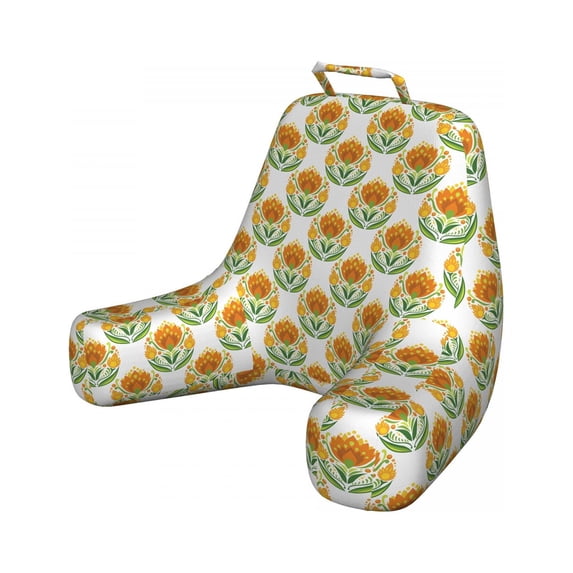 Ethnic Reading Pillow Cover, Folkloric Russian Eastern European Floral Pattern Traditional Effects, Unstuffed Printed Bed Rest Case from Soft Fabric, XL Size, Burnt Orange Fern Green, by Ambesonne