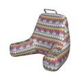 thumbnail image 1 of Ethnic Reading Pillow Cover, Repetitive Colorful Geometrical Pattern Silhouettes, Unstuffed Printed Bed Rest Case from Soft Fabric, XL Size, Grey Pink Yellow, by Ambesonne, 1 of 3