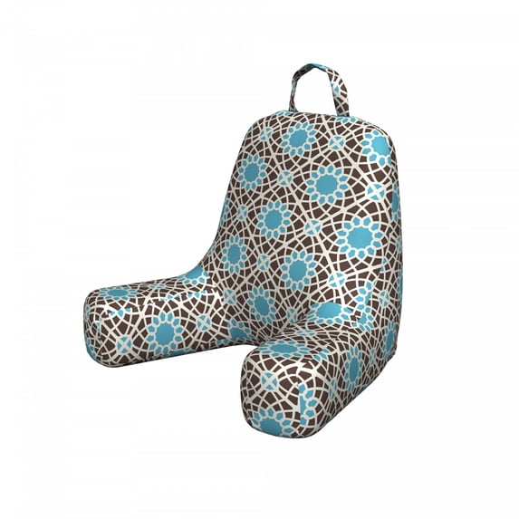 Ethnic Reading Pillow Cover, Traditional Mosaic Ottoman Effects Along Oriental Moroccan Symmetric Theme, Unstuffed Printed Bed Rest Case from Soft Fabric, Small, Brown and Azure Blue, by Ambesonne