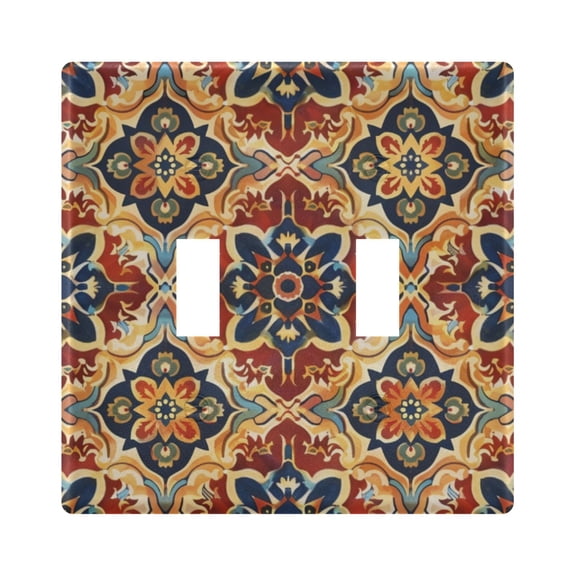 Ethnic Red Abstract Pattern Light Switch Cover Electrical Outlet Cover Replaceable Wall Plates 2-Gang