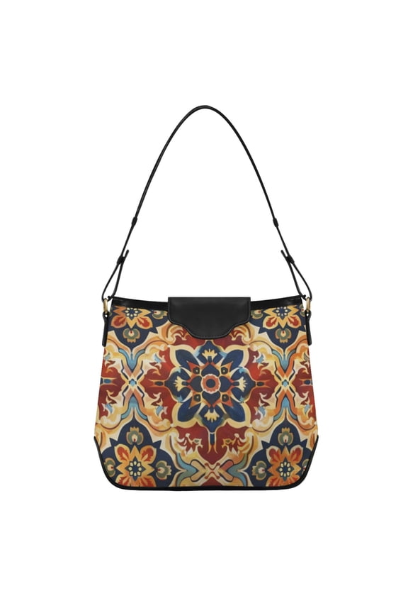 Ethnic Red Abstract Pattern Women's Tote Bag Convertible Handbags Hobo Shoulder Bag with Zipper Magnetic Snap