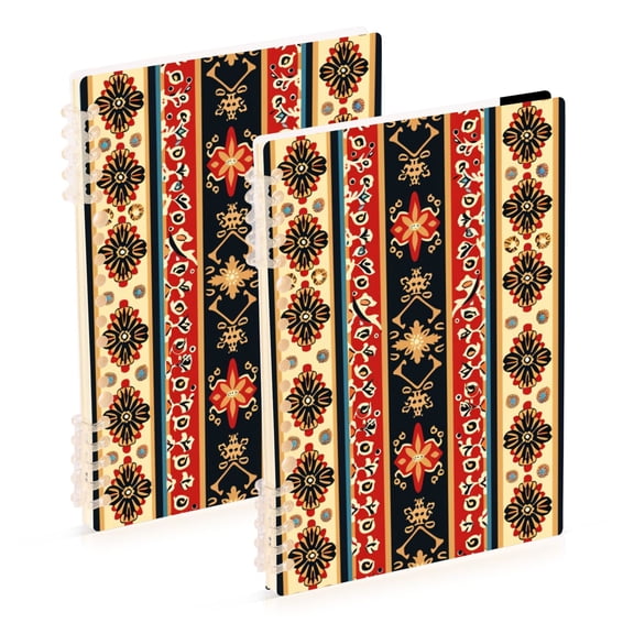 Ethnic Red and Black Stripes Notebook Detachable Coil Notebook Diary Plan Book A5 Size 60 Pages 1 Pack