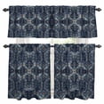 thumbnail image 1 of Ethnic Retro Kitchen Curtains Valances and Tiers Set of 3 Abstract Geometric Texture Blue Tier Curtains and Valance with Rod Pocket for Small Windows, 27.5"x36", 1 of 9