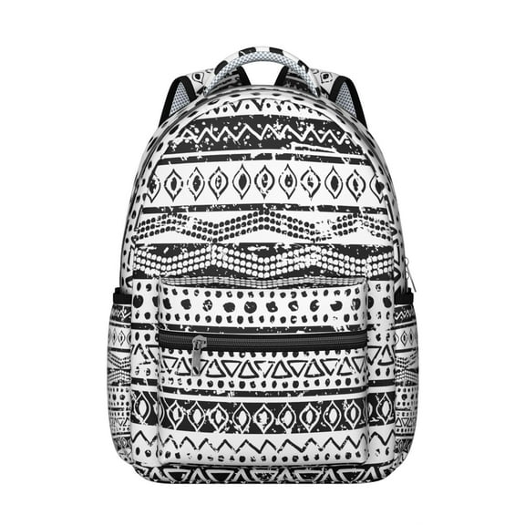 Ethnic Retro Tribal Pattern Student’s Backpack, Durable Waterproof Oxford Cloth, Adjustable Straps, Large Capacity Boho Chic School Bag with Natural Floral and Aesthetic Design