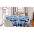 thumbnail image 1 of Ethnic Round Tablecloth, Pattern in Blue Shades Psychedelic Batik Design, Circle Table Cloth Cover for Dining Room Kitchen Decor, 60", Pale Blue Navy Blue, by Ambesonne, 1 of 1