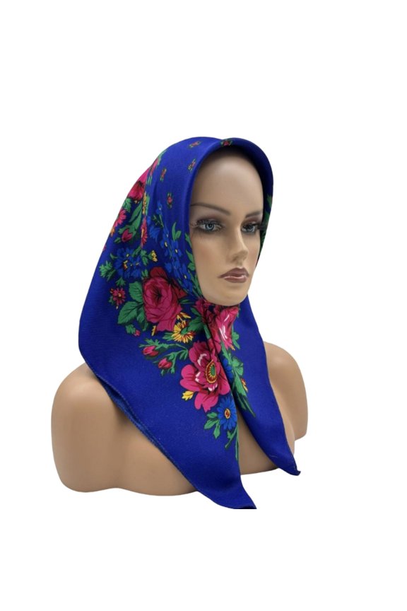 Ethnic Russian Flower Head Wrap Soft Breathable Head Scarf for Stylish Women