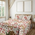 thumbnail image 1 of Ambesonne Ethnic Fitted & Flat Sheet with Shams 4 Pcs Set, Paisleys Flowers Pattern Art, Queen, Dark Coral Umber and Taupe, 1 of 1