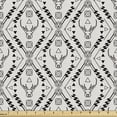 thumbnail image 1 of Ambesonne Ethnic Fabric by the Yard Upholstery, Abstract Deer Heads Image, 2 Yards, Pearl and Charcoal Grey, 1 of 5