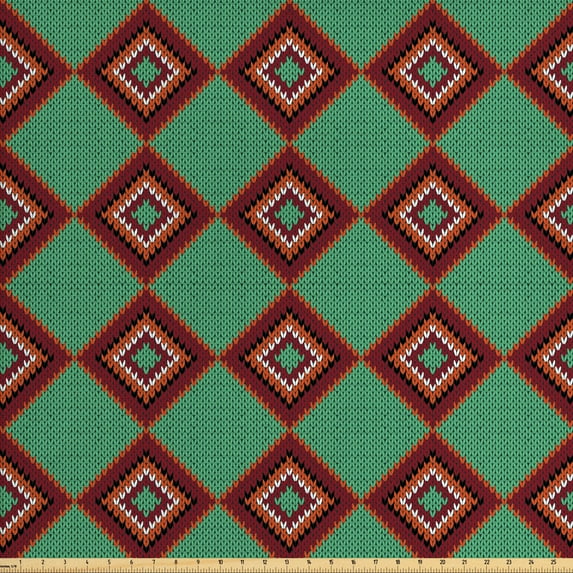 Ambesonne Ethnic Fabric by the Yard Upholstery, Ornamental Chevron, 3 Yards, Multicolor