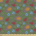 thumbnail image 1 of Ambesonne Fern Green Fabric by the Yard Upholstery, Floral Swirls, 2 Yards, Orange Blue and Red, 1 of 4