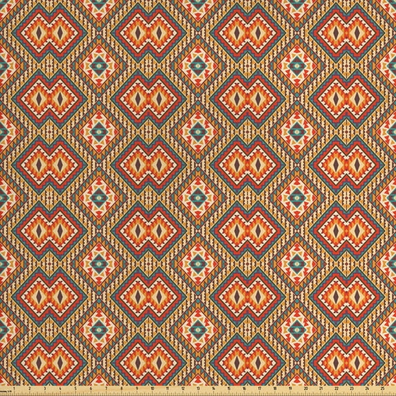 Ambesonne Ethnic Fabric by the Yard Upholstery, Mexican Heritage Motifs, 2 Yards, Multicolor