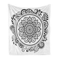 thumbnail image 1 of Ethnic Soft Flannel Fleece Blanket, Mandala Circular Pattern Monochrome Illustration on a Plain Background, Cozy Plush for Indoor and Outdoor Use, 50" x 60", Charcoal Grey and White, by Ambesonne, 1 of 5