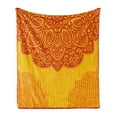 thumbnail image 1 of Ethnic Soft Flannel Fleece Throw Blanket, Abstract Floral Ornamental Framework Detail Grunge Background Traditional Design, Cozy Plush for Indoor and Outdoor Use, 60" x 80", Red Yellow, by Ambesonne, 1 of 6