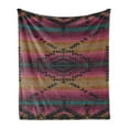thumbnail image 1 of Ethnic Soft Flannel Fleece Throw Blanket, Abstract Geometrical Cultural Tribal Triangles on Colorful Stripes Folk Pattern, Cozy Plush for Indoor and Outdoor Use, 50" x 70", Multicolor, by Ambesonne, 1 of 6