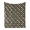 thumbnail image 1 of Ethnic Soft Flannel Fleece Throw Blanket, Diamond Rhombus Shaped Abstract Folkloric Historical Culture, Cozy Plush for Indoor and Outdoor Use, 50" x 70", Dark Brown Cream, by Ambesonne, 1 of 6