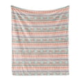 thumbnail image 1 of Ethnic Soft Flannel Fleece Throw Blanket, Dotwork Pattern with Abstract Repetitive Tribal, Cozy Plush for Indoor and Outdoor Use, 70" x 90", Peach Multicolor, by Ambesonne, 1 of 5