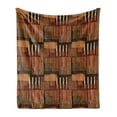 thumbnail image 1 of Ethnic Soft Flannel Fleece Throw Blanket, Geometric Pattern with Stripes Earthy Tones Hand Drawn Vertical Lines Arrangement, Cozy Plush for Indoor and Outdoor Use, 60" x 80", Multicolor, by Ambesonne, 1 of 5
