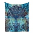 thumbnail image 1 of Ethnic Soft Flannel Fleece Throw Blanket, Grunge Style Tree Pattern Mandala and Spiral Shapes Blurry Artwork, Cozy Plush for Indoor and Outdoor Use, 60" x 80", Turquoise Brown, by Ambesonne, 1 of 6
