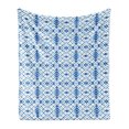 thumbnail image 1 of Ethnic Soft Flannel Fleece Throw Blanket, Hippie Design Inspired by Culture Grunge Folk and Geometric Motif, Cozy Plush for Indoor and Outdoor Use, 60" x 80", Navy Blue and White, by Ambesonne, 1 of 6