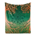 thumbnail image 1 of Ethnic Soft Flannel Fleece Throw Blanket, Mandala Form Universe Cultural Pattern Surrounded by Branches Design, Cozy Plush for Indoor and Outdoor Use, 50" x 70", Orange Green, by Ambesonne, 1 of 5