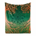 thumbnail image 1 of Ethnic Soft Flannel Fleece Throw Blanket, Mandala Form Universe Cultural Pattern Surrounded by Branches Design, Cozy Plush for Indoor and Outdoor Use, 60" x 80", Orange Green, by Ambesonne, 1 of 5