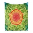 thumbnail image 1 of Ethnic Soft Flannel Fleece Throw Blanket, Mandala Tie Dye Effect Design Flower Children Kids Children Inspired, Cozy Plush for Indoor and Outdoor Use, 70" x 90", Yellow Green Blue, by Ambesonne, 1 of 6