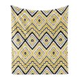 thumbnail image 1 of Ethnic Soft Flannel Fleece Throw Blanket, Native Motif with Rhombus Pattern Dots and Chevron Waves Print, Cozy Plush for Indoor and Outdoor Use, 50" x 70", Yellow Black and White, by Ambesonne, 1 of 5