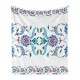 thumbnail image 1 of Ethnic Soft Flannel Fleece Throw Blanket, Old Turkish Ceramic Style with Tulips Vintage Ottoman Heritage Image Print, Cozy Plush for Indoor and Outdoor Use, 70" x 90", Blue Red, by Ambesonne, 1 of 5