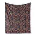 thumbnail image 1 of Ethnic Soft Flannel Fleece Throw Blanket, Oriental Image with Floral Swirls and Leaves Artwork Image, Cozy Plush for Indoor and Outdoor Use, 50" x 70", Dark Blue Grey Vermilion, by Ambesonne, 1 of 6