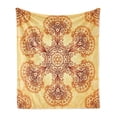 thumbnail image 1 of Ethnic Soft Flannel Fleece Throw Blanket, Ornate Vintage Circular Motif in Oriental Tattoo Mandala Inspired, Cozy Plush for Indoor and Outdoor Use, 50" x 60", Dark Orange Apricot, by Ambesonne, 1 of 5