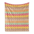 thumbnail image 1 of Ethnic Soft Flannel Fleece Throw Blanket, Pattern of Colorful Motifs Ornamental Eastern Inspired Forms, Cozy Plush for Indoor and Outdoor Use, 60" x 80", Beige and Multicolor, by Ambesonne, 1 of 5