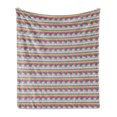 thumbnail image 1 of Ethnic Soft Flannel Fleece Throw Blanket, Repetitive Colorful Geometrical Pattern Silhouettes, Cozy Plush for Indoor and Outdoor Use, 50" x 60", Grey Pink Yellow, by Ambesonne, 1 of 5