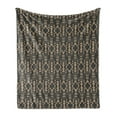 thumbnail image 1 of Ethnic Soft Flannel Fleece Throw Blanket, Retro Aboriginal Culture Damask Pattern with Zigzag Diamond Shapes Native, Cozy Plush for Indoor and Outdoor Use, 50" x 70", Dark Grey and Tan, by Ambesonne, 1 of 5