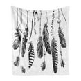 thumbnail image 1 of Ethnic Soft Flannel Fleece Throw Blanket, Simplistic Hand Drawn Design of Feathers with Grunge Inspired Details Art Print, Cozy Plush for Indoor and Outdoor Use, 50" x 60", Black, by Ambesonne, 1 of 5