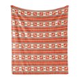 thumbnail image 1 of Ethnic Soft Flannel Fleece Throw Blanket, South American Traditional Ornaments with Llama and Folk Motifs, Cozy Plush for Indoor and Outdoor Use, 70" x 90", Burnt Sienna Brown, by Ambesonne, 1 of 5