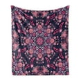 thumbnail image 1 of Ethnic Soft Flannel Fleece Throw Blanket, Spring Nature Blossoms Abstract Traditional Style Exotic Fantasy, Cozy Plush for Indoor and Outdoor Use, 50" x 70", Indigo Pink Pale Pink, by Ambesonne, 1 of 6
