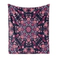 thumbnail image 1 of Ethnic Soft Flannel Fleece Throw Blanket, Spring Nature Blossoms Abstract Traditional Style Exotic Fantasy, Cozy Plush for Indoor and Outdoor Use, 60" x 80", Indigo Pink Pale Pink, by Ambesonne, 1 of 6