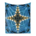 thumbnail image 1 of Ethnic Soft Flannel Fleece Throw Blanket, Star in Middle of Color Power Textured Ikat Pattern Print, Cozy Plush for Indoor and Outdoor Use, 50" x 70", Blue Orange, by Ambesonne, 1 of 5