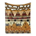 thumbnail image 1 of Ethnic Soft Flannel Fleece Throw Blanket, Style Hunting Zebra Illustration Prehistoric Tribe Life Theme Print, Cozy Plush for Indoor and Outdoor Use, 70" x 90", Ruby Mustard, by Ambesonne, 1 of 6