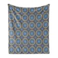 thumbnail image 1 of Ethnic Soft Flannel Fleece Throw Blanket, Style Mandala Inspired Circular Motifs Antique, Cozy Plush for Indoor and Outdoor Use, 70" x 90", Pale Blue Pale Yellow, by Ambesonne, 1 of 6
