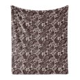 thumbnail image 1 of Ethnic Soft Flannel Fleece Throw Blanket, Traditional Folk Art Textured Cultural Retro Twisted Leaves Classical Art, Cozy Plush for Indoor and Outdoor Use, 70" x 90", Black Cream, by Ambesonne, 1 of 5